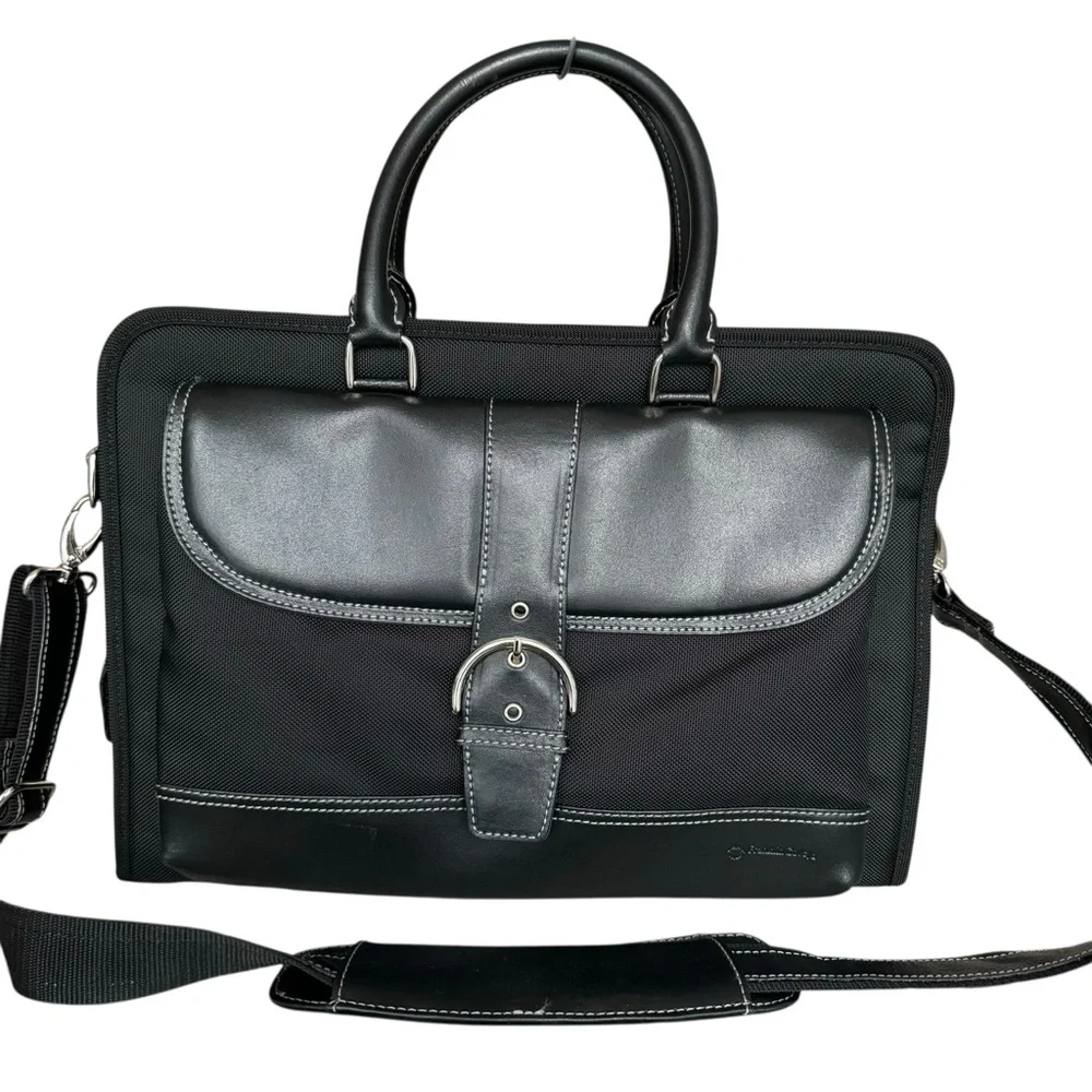 Franklin Covey Laptop Bag Briefcase Black Leather